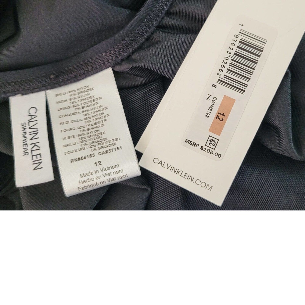 Calvin Klein Swimsuit Black Size 12 One Piece Compression UV Protection Womens - Picture 8 of 8